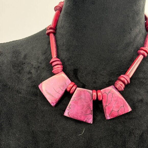 2/$18 SALE! Handcrafted Purple Resin Necklace Earring Set Cottage core Bohemian - Picture 2 of 5